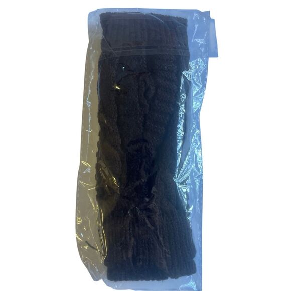 Women’s Cable Knit Fingerless Gloves Brown One Size - Picture 5 of 6